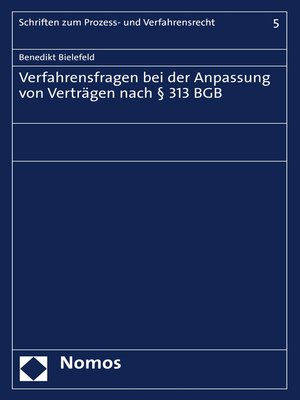 cover image of Verfahrensfragen bei der Anpassung von Verträgen nach § 313 BGB